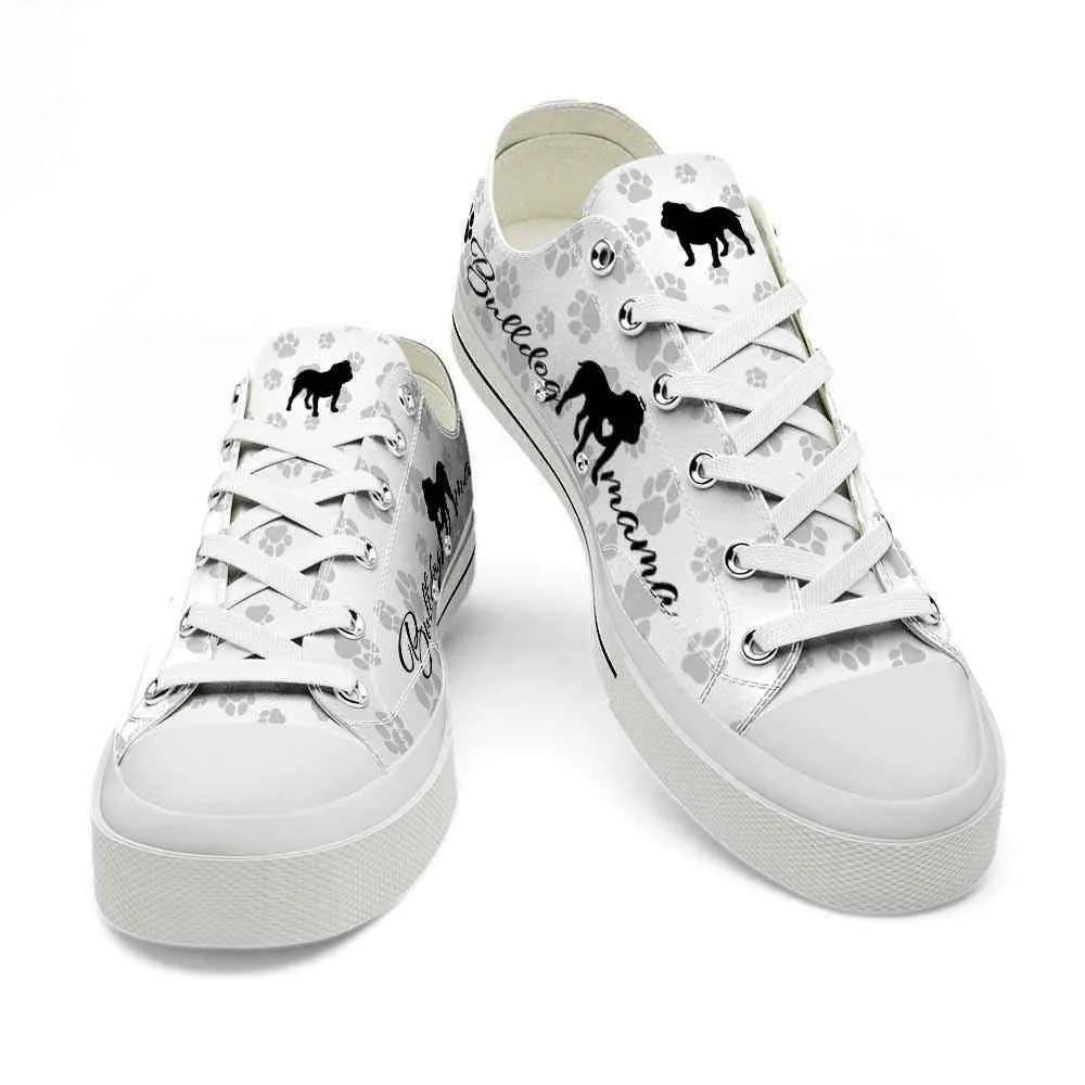 Bulldog Paws Pattern Low Top Shoes - Happy International Dog Day Canvas Sneaker, Dog Printed Shoes, Canvas Shoes For Men, Women