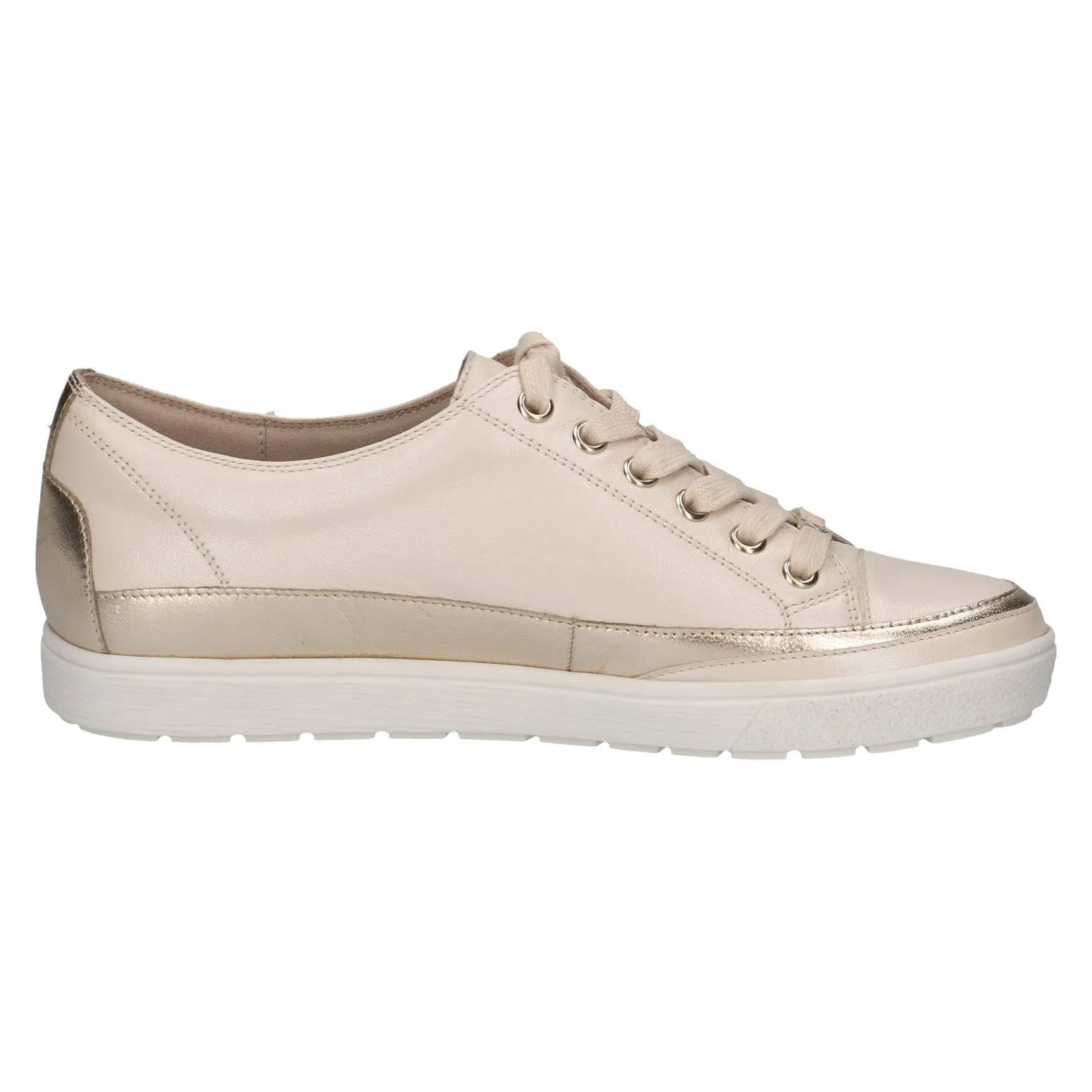 Caprice 9-23654-42 450 Ladies Cream Leather Lace Up Shoes