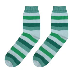 Cashmere Gradient Stripe Socks in Green