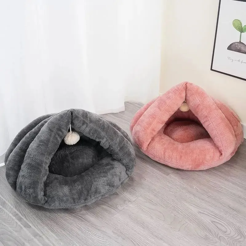 Cat Dog Puppy Soft Warm Snug Winter Bed Cave Triangle-shape Fleece