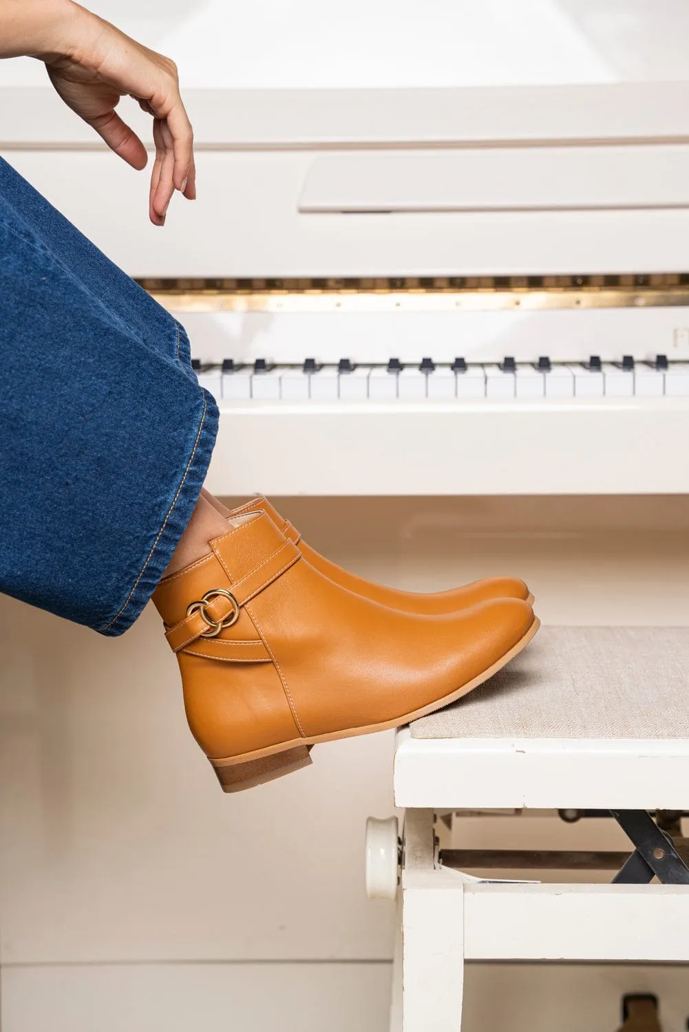 Ceres Vegan Leather Ankle Boots | Camel