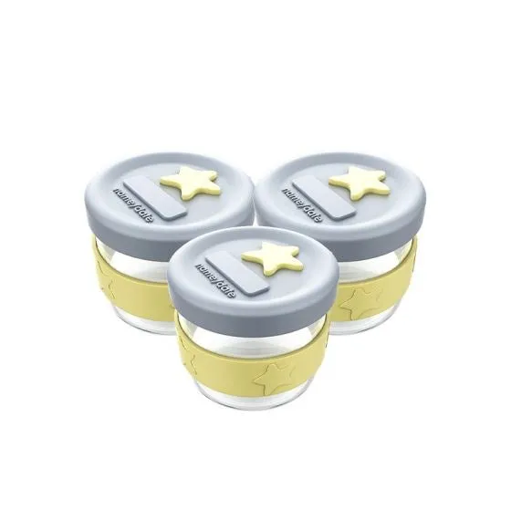 Cherub Glass Food Storage 3Pk - Lemon & Grey