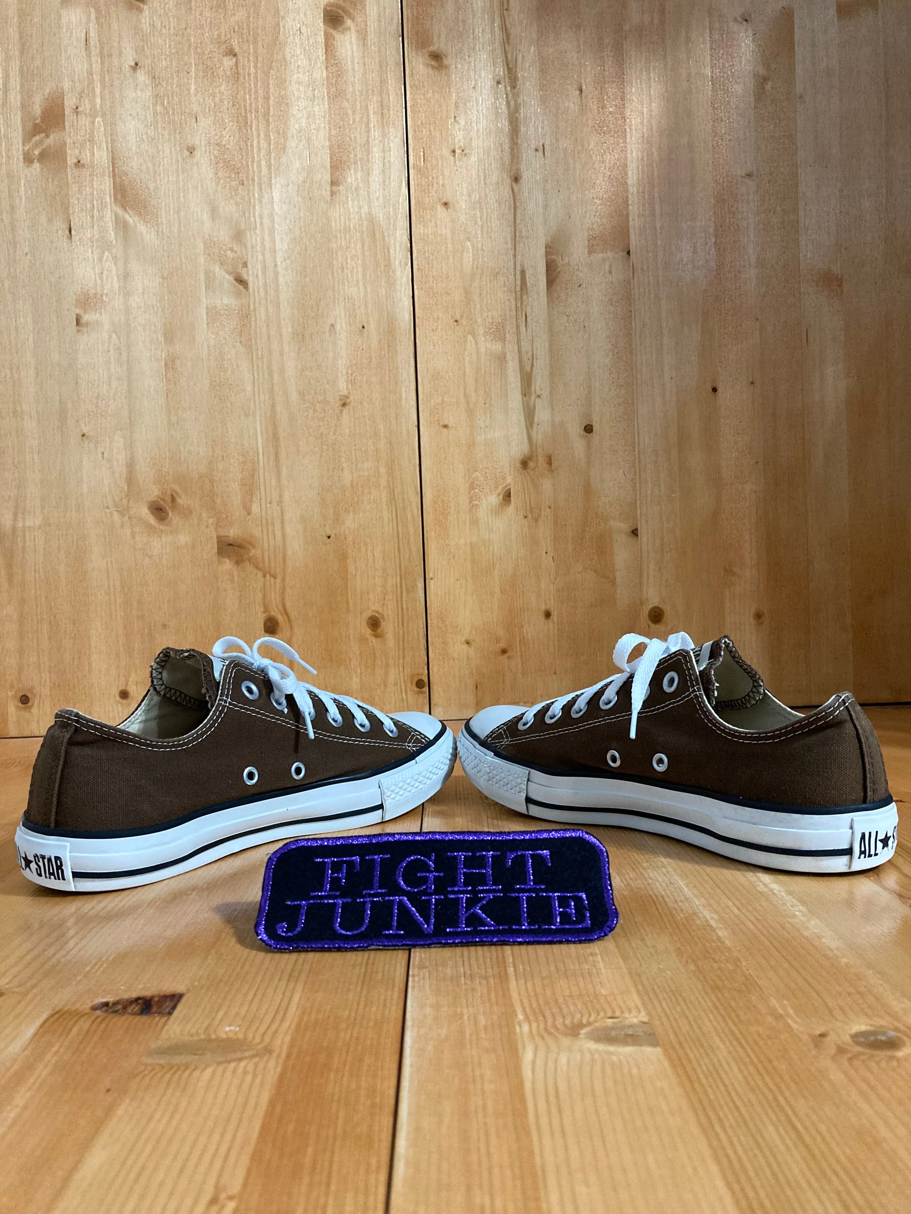 CONVERSE ALL STAR Women Size 9 Canvas Low Top Shoes Sneakers Brown & White