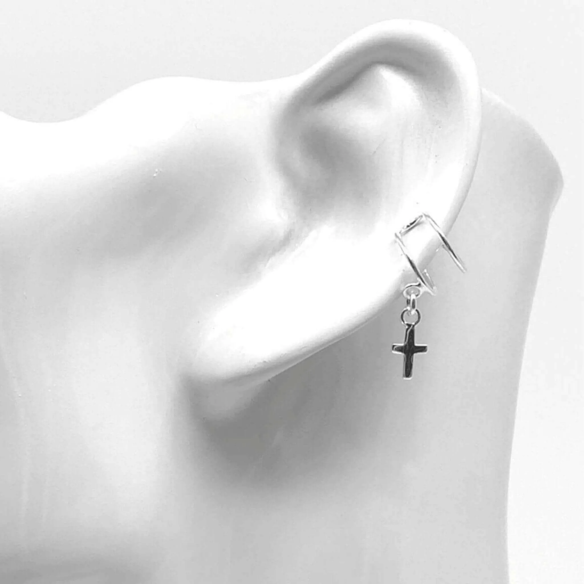 Cross Cuff Earrings In Sterling Silver