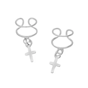 Cross Cuff Earrings In Sterling Silver