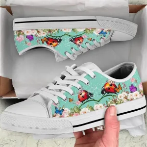 Cute Couple Lady Bug Love Flower Watercolor Low Top Shoes, Low Top Sneaker, Low Top Canvas Shoes