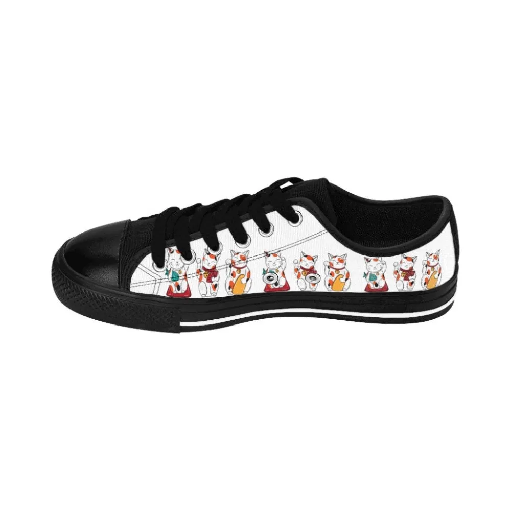 Cute Women'S, Teens Feelin Lucky Cat Sneakers Kawaii Pastel Goth Cute Cute Style, Cat Canvas Shoes