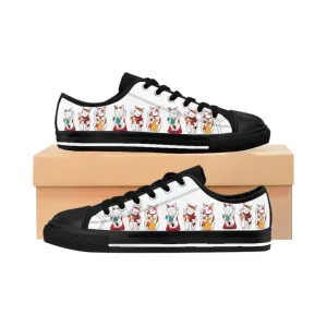 Cute Women'S, Teens Feelin Lucky Cat Sneakers Kawaii Pastel Goth Cute Cute Style, Cat Canvas Shoes