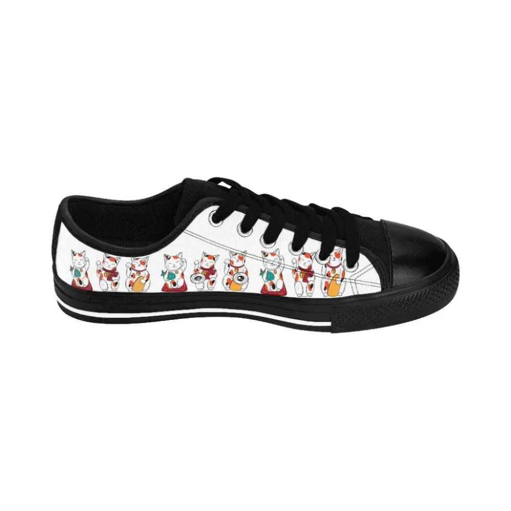 Cute Women'S, Teens Feelin Lucky Cat Sneakers Kawaii Pastel Goth Cute Cute Style, Cat Canvas Shoes