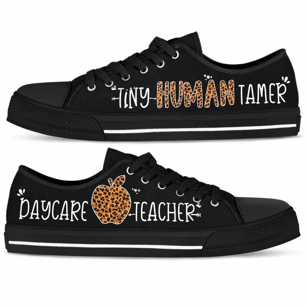 Daycare Teacher Leopard Apple Tiny Human Tamer Low Top Shoes, Teacher Shoes, Low Top Sneakers