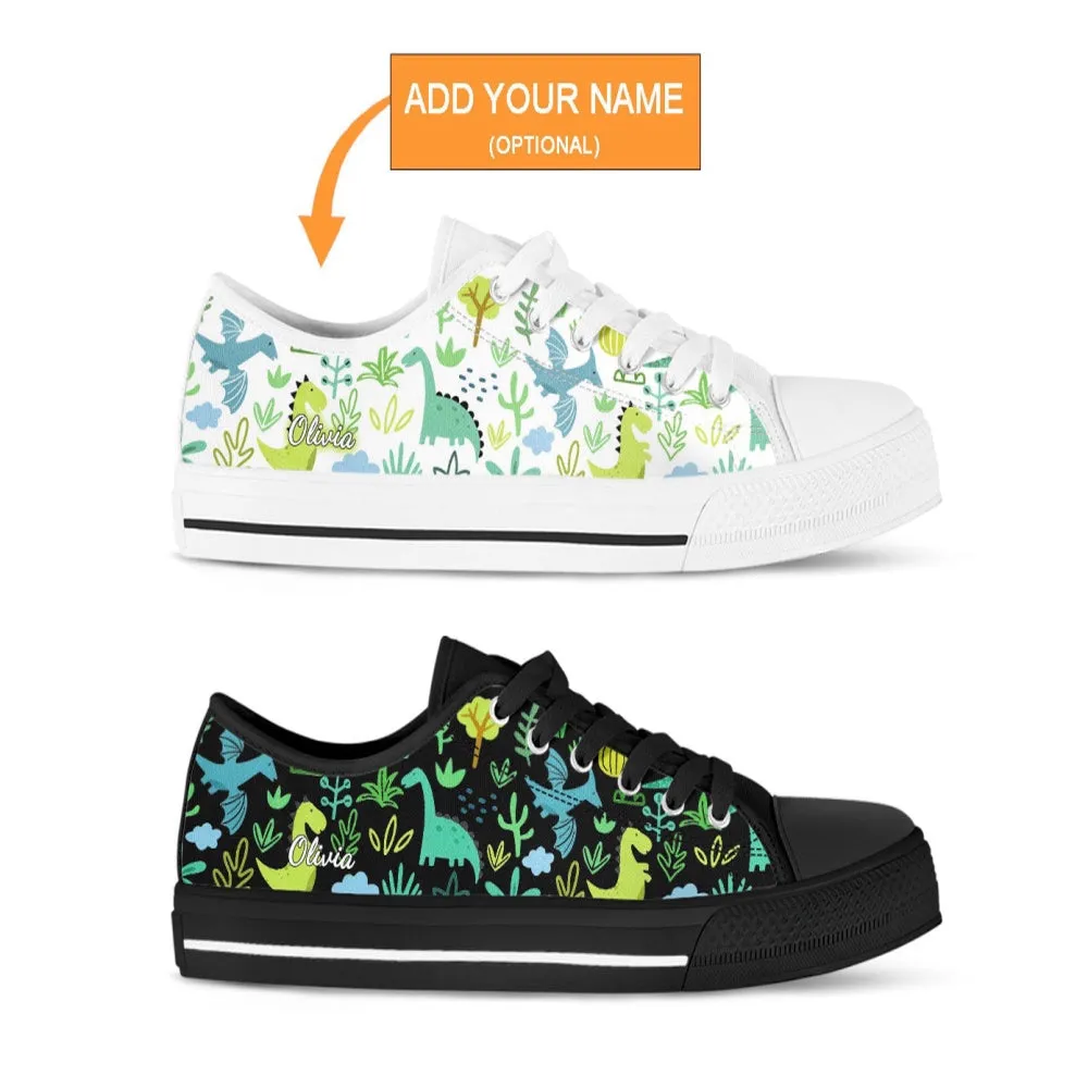 Dinosaur Shoes, Dinosaur Sneakers, Low Top Shoes For Dinosaur Gifts, Animal Print Canvas Shoes, Print On Canvas Shoes