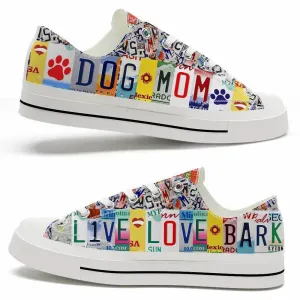 Dog Live Love Bark License Plate Low Top Shoes - Happy International Dog Day Canvas Sneaker, Dog Printed Shoes, Canvas Shoes For Men, Women