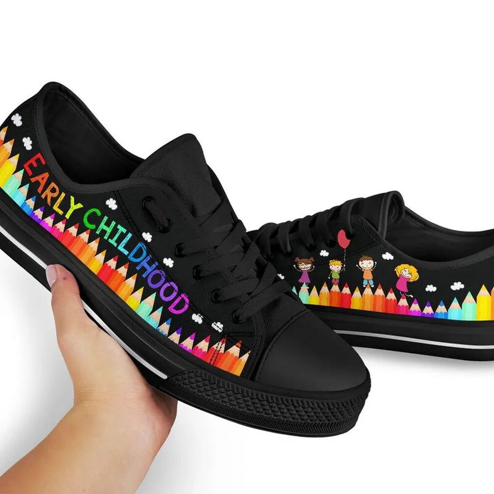 Early Childhood Abc Black Low Top Shoes, Teacher Shoes, Low Top Sneakers