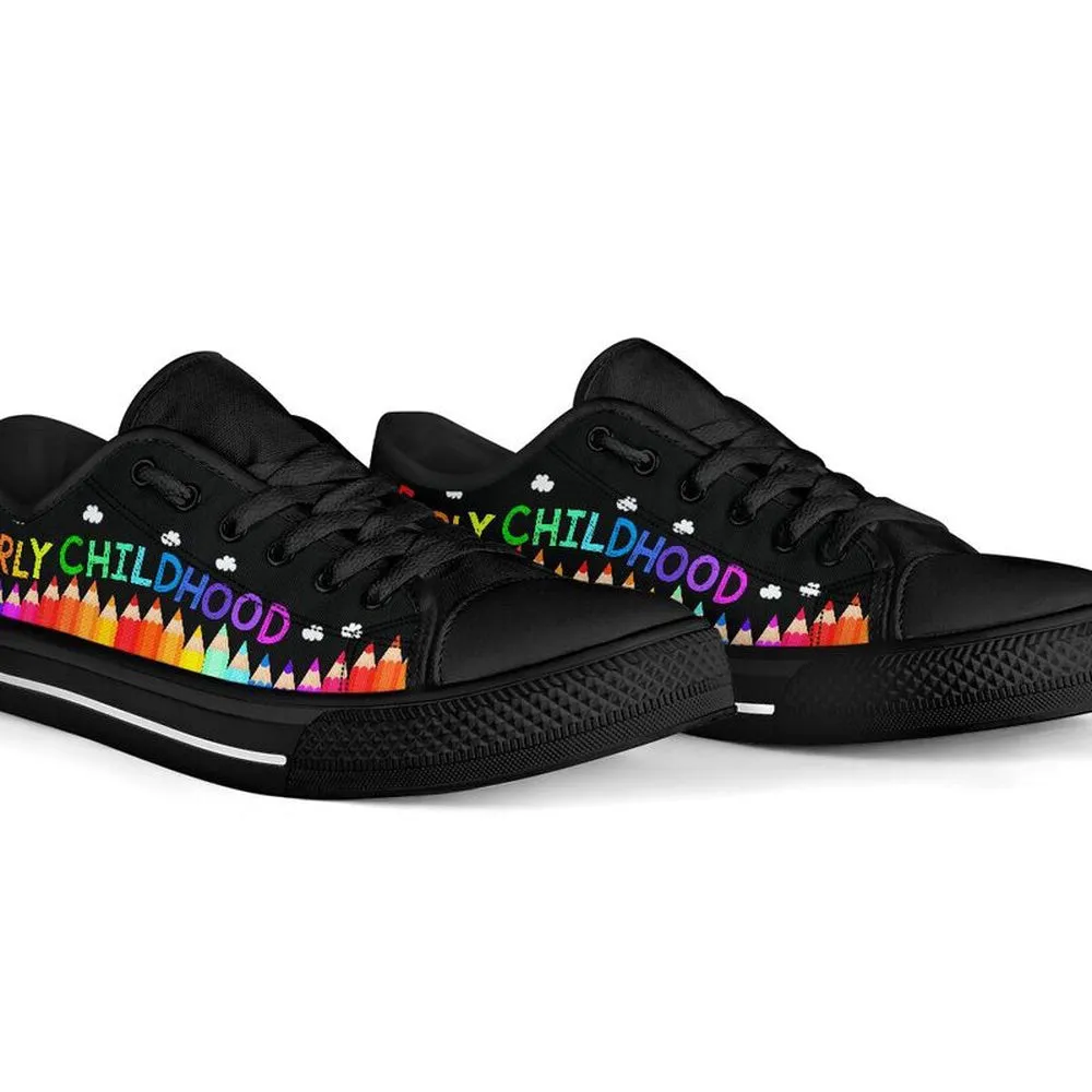 Early Childhood Abc Black Low Top Shoes, Teacher Shoes, Low Top Sneakers