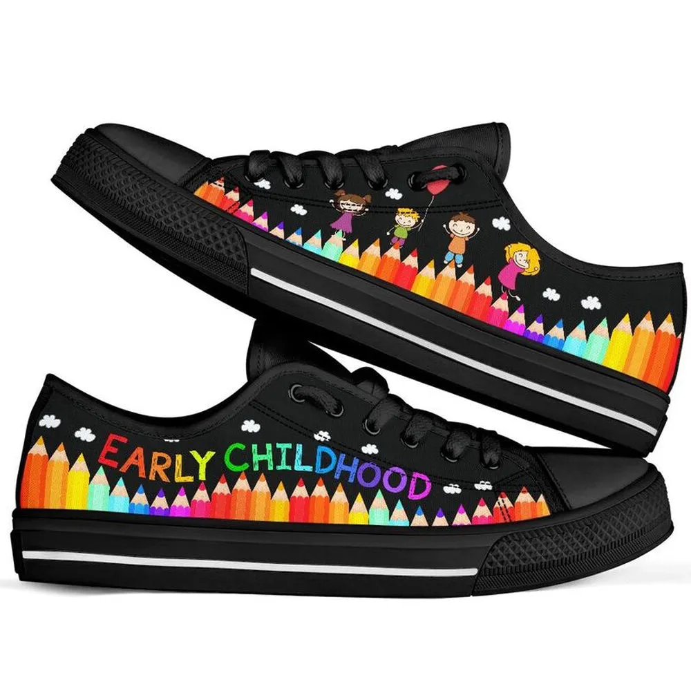 Early Childhood Abc Black Low Top Shoes, Teacher Shoes, Low Top Sneakers