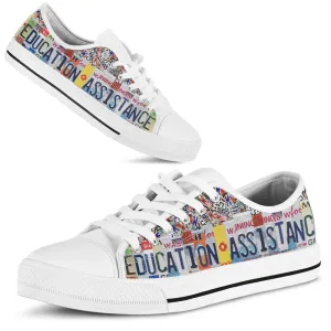 Education Assistance License Plates Low Top Shoes, Teacher Shoes, Low Top Sneakers