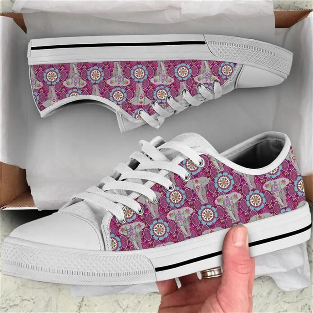 Elephant Festival Madness Canvas Low Top Shoes, Animal Print Canvas Shoes, Print On Canvas Shoes