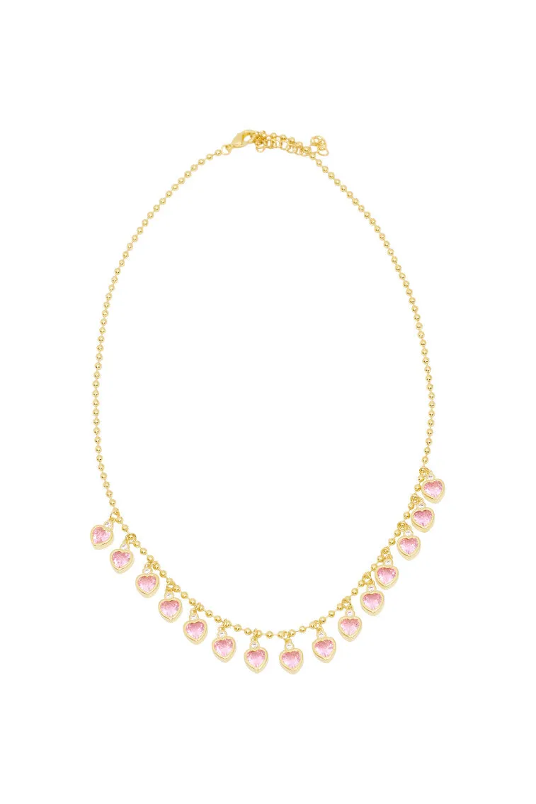 Erin Wachs Gold Heart Tennis Necklace