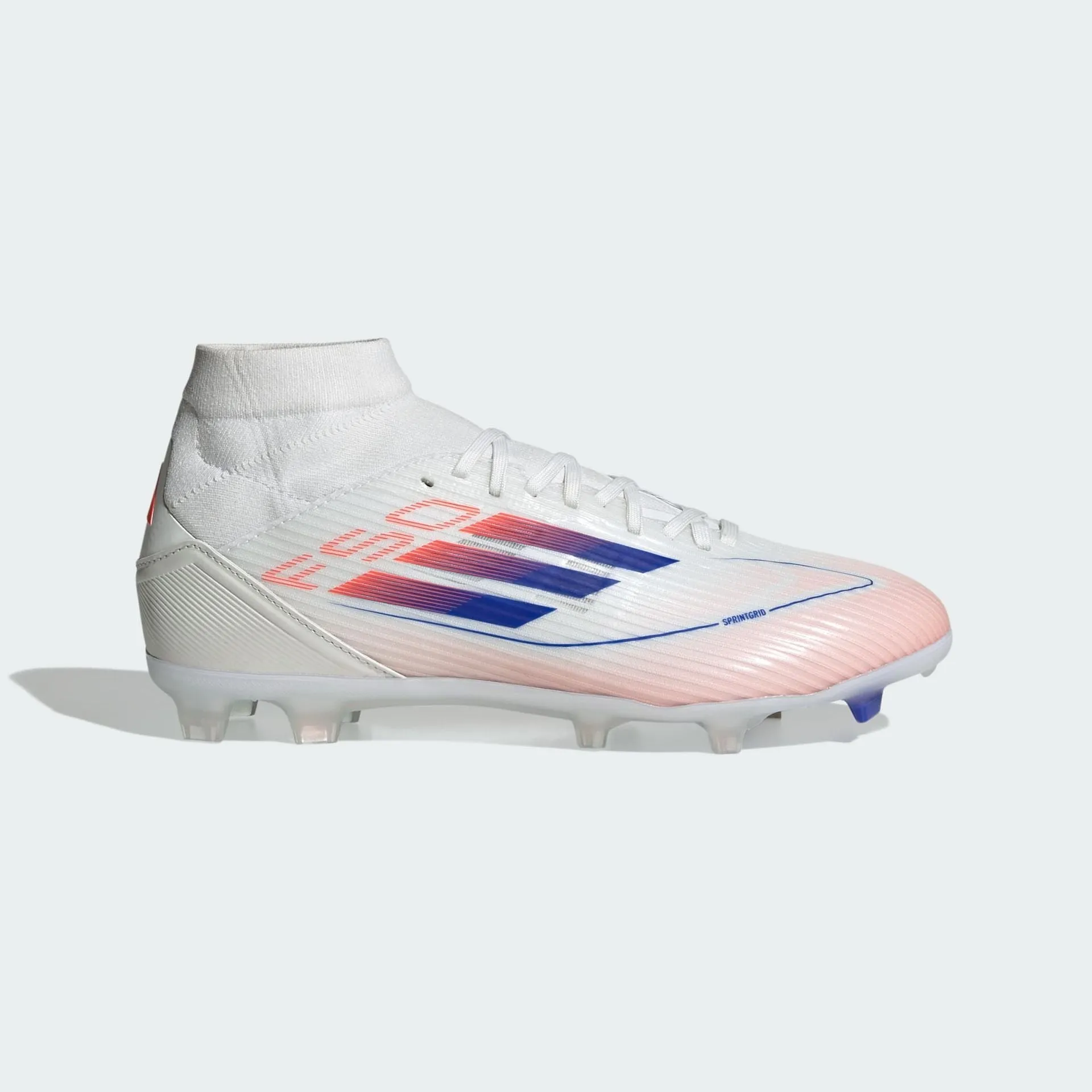 F50 LEAGUE MID-CUT FIRM/MULTI-GROUND BOOTS - Cloud White / Lucid Blue / Solar Red