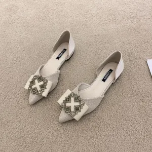 Finn Chain Pointed Toe Mule Shoes Pointed Toe Pumps Female Summer Low-Cut Low Heel Leisure Shoes