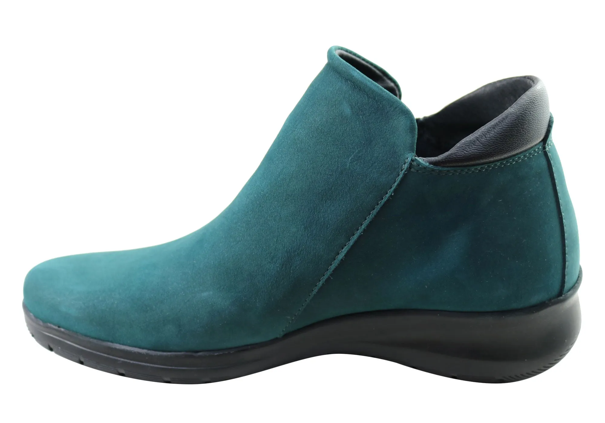 Flex & Go Yonda Womens Comfort Leather Ankle Boots Made In Portugal