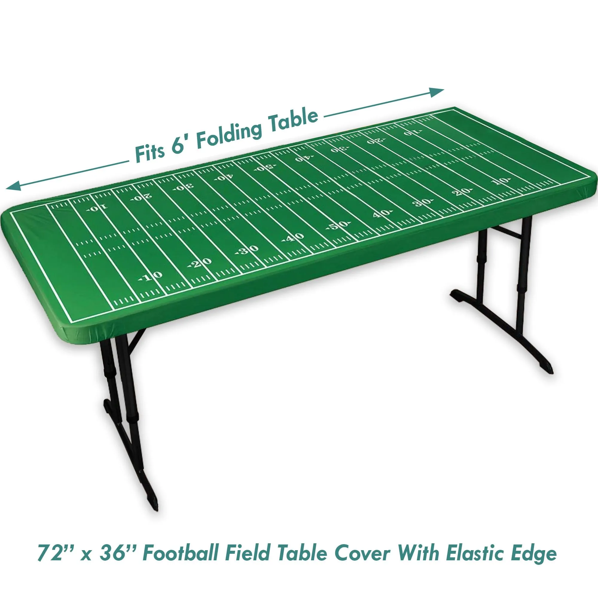 Football Field Plastic Table Cover Party Decoration With Elastic Edge, Fits 6 Foot Table