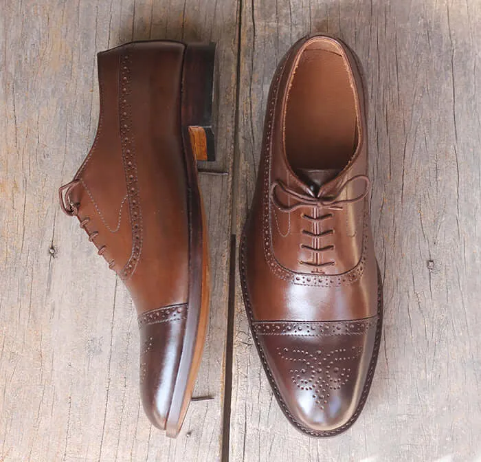 Handmade Brown Leather Shoes, Dress Formal Shoes For Men's