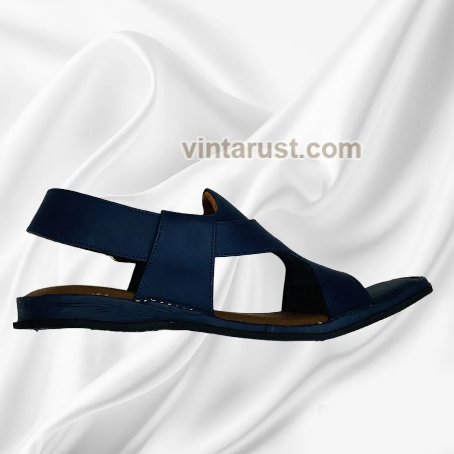 Handmade Panjedar Blue Peshawari Men's Chappal