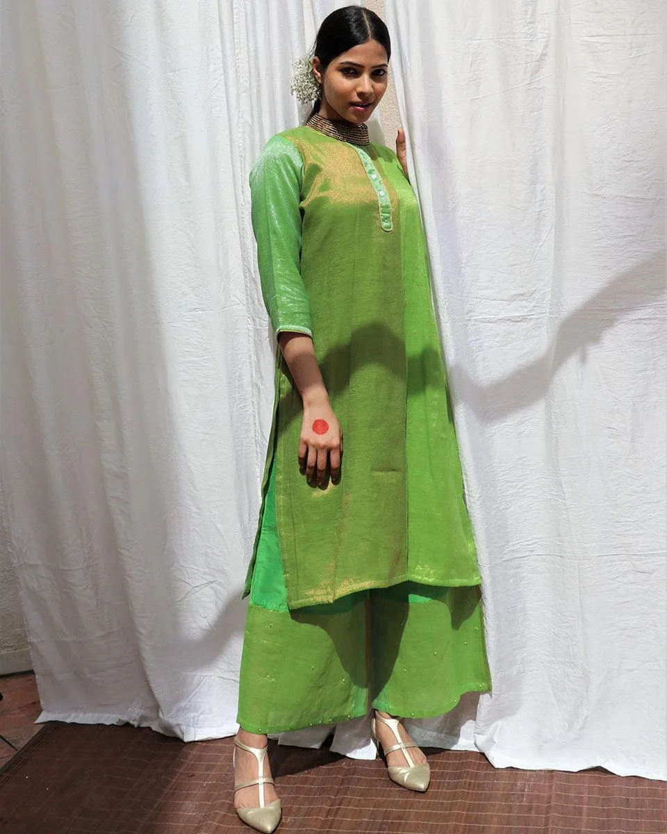 Heera Handwoven Cotton Zari Kurta Set - Zari