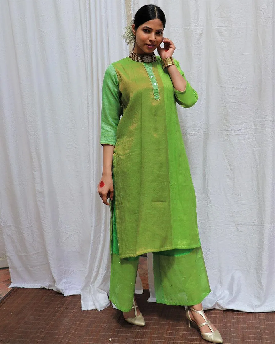 Heera Handwoven Cotton Zari Kurta Set - Zari