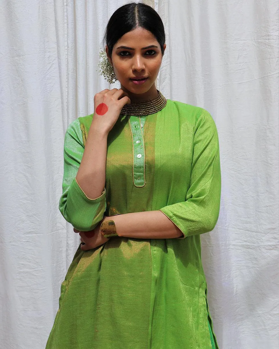 Heera Handwoven Cotton Zari Kurta Set - Zari