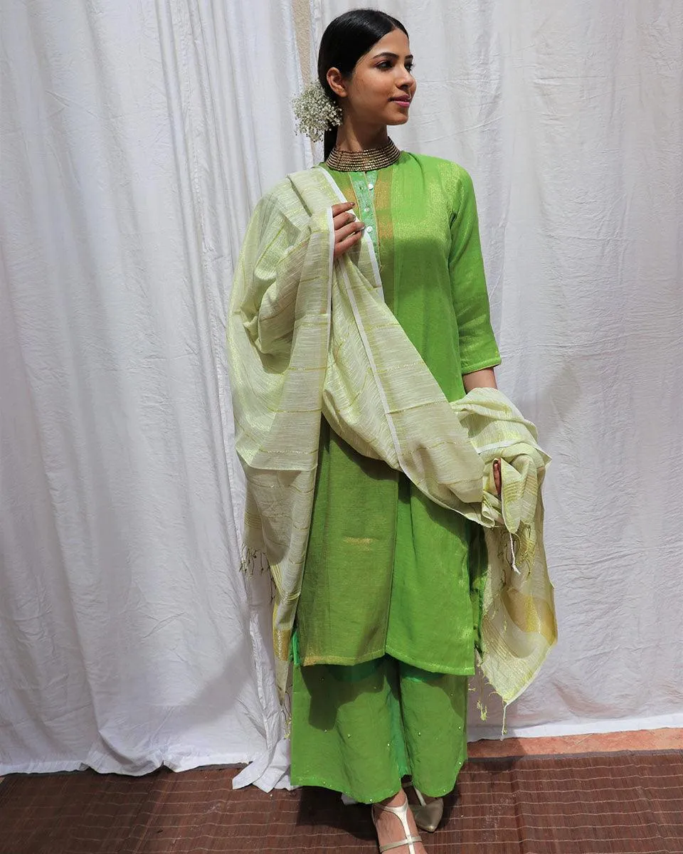 Heera Handwoven Cotton Zari Kurta Set - Zari