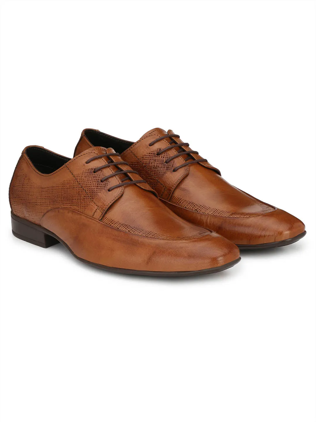 HITZN_19 Men's Tan Leather Formal  Lace-Up Shoes