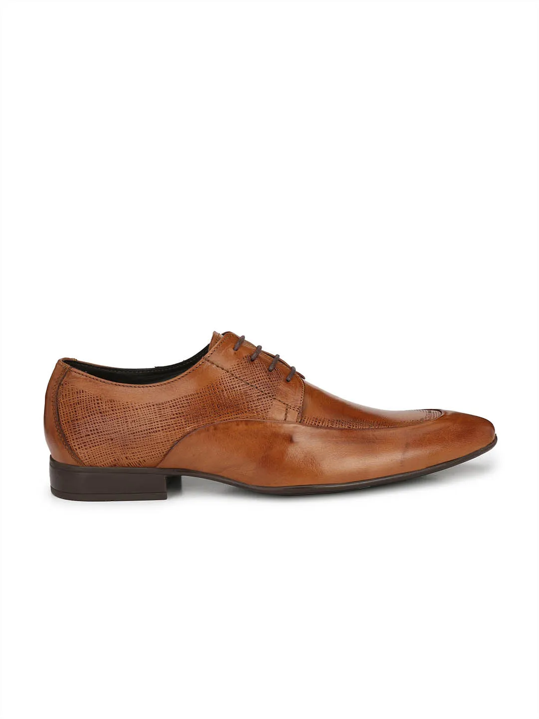 HITZN_19 Men's Tan Leather Formal  Lace-Up Shoes