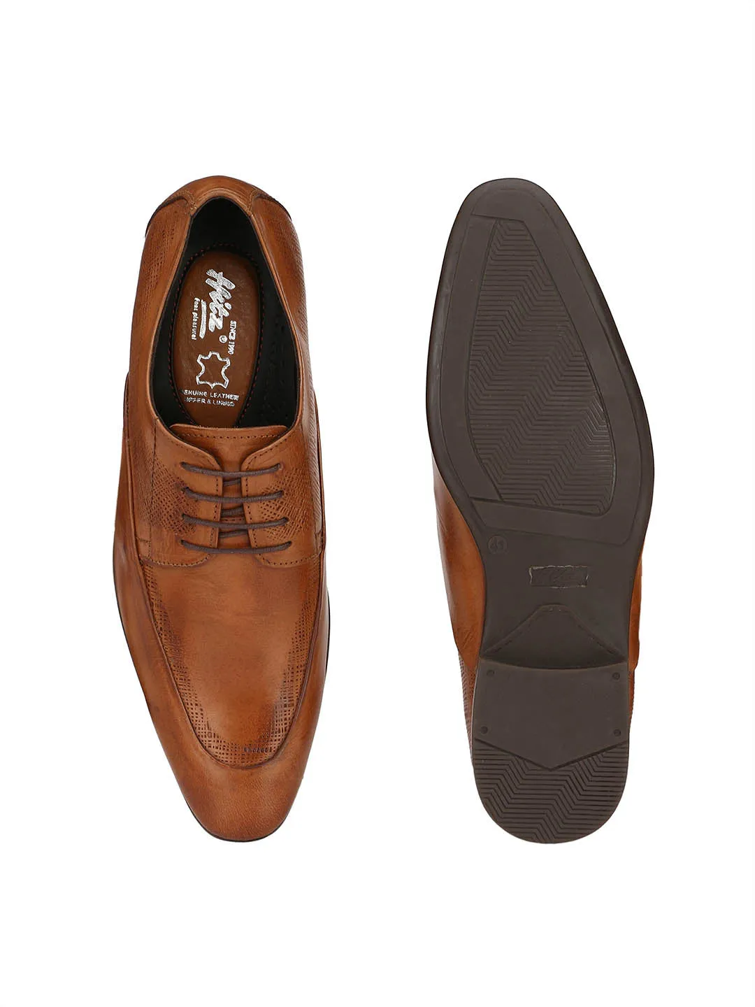 HITZN_19 Men's Tan Leather Formal  Lace-Up Shoes