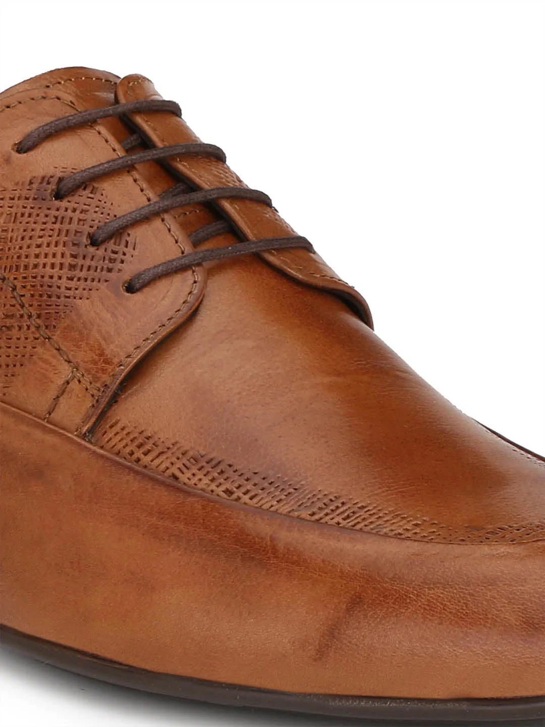 HITZN_19 Men's Tan Leather Formal  Lace-Up Shoes