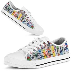 Homeschool Teacher Inspire License Plates Low Top Shoes, Teacher Shoes, Low Top Sneakers