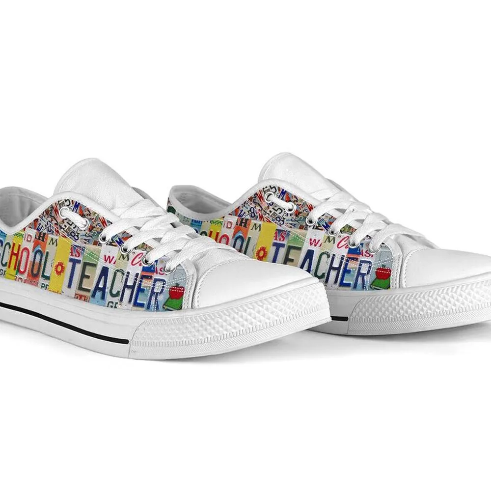 Homeschool Teacher Inspire License Plates Low Top Shoes, Teacher Shoes, Low Top Sneakers