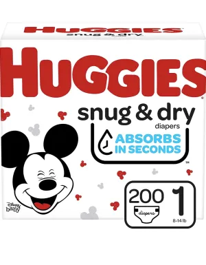 Huggies Snug & Dry Baby Diapers, Size 1, 200 Count