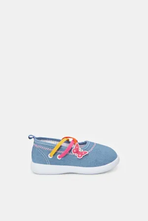 Infant Girls Denim Butterfly Trim Pumps