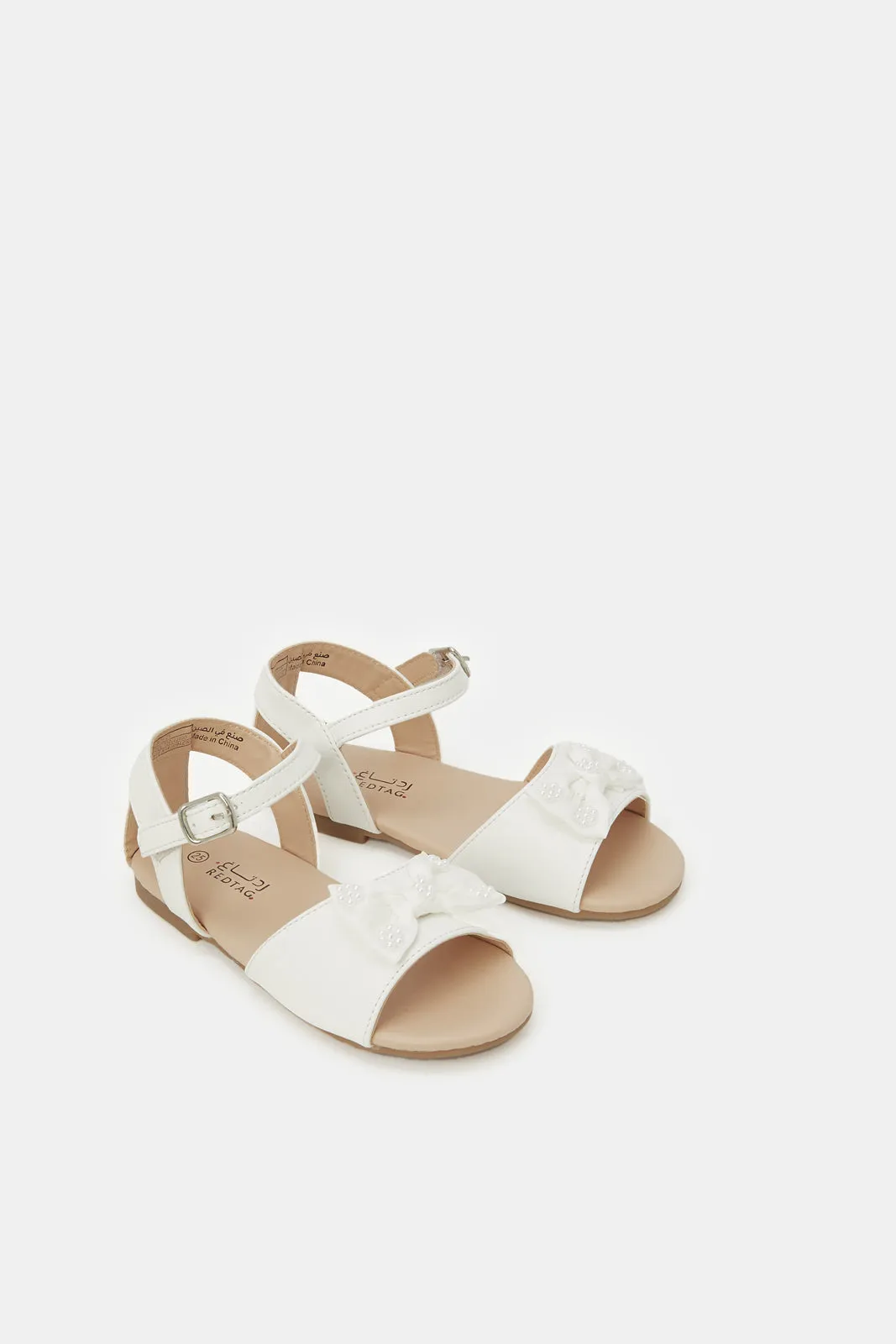 Infant Girls White Bow Trim Sandal