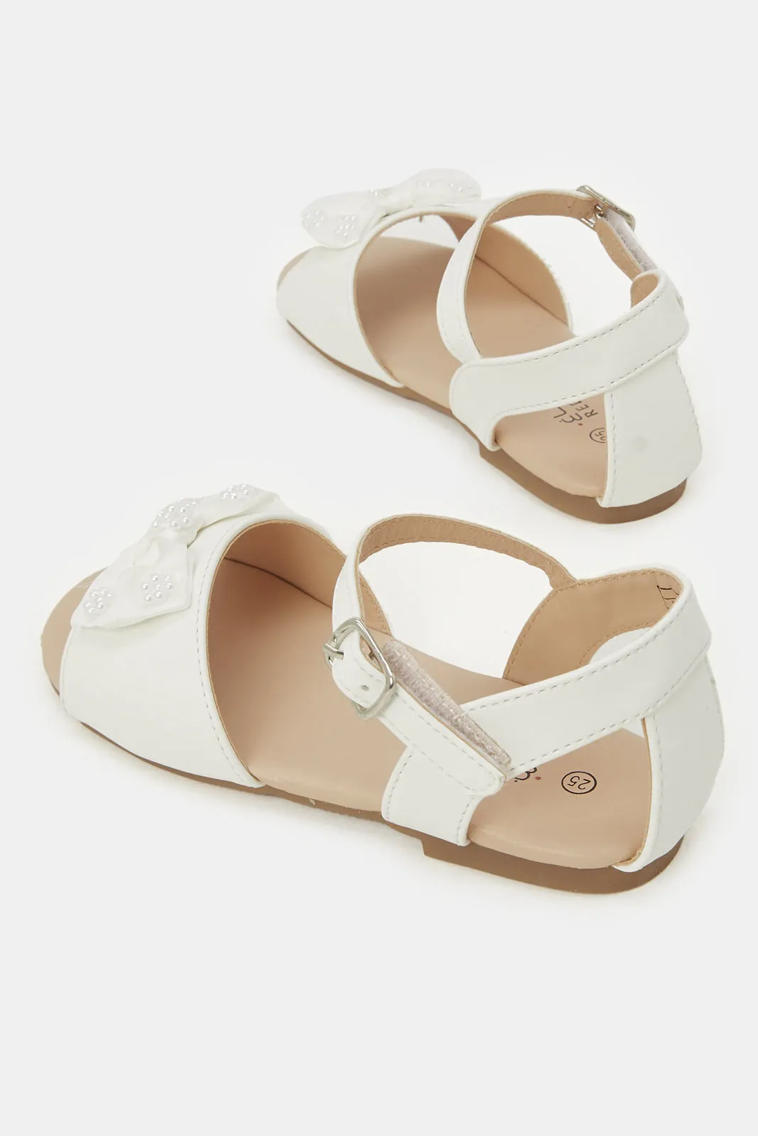 Infant Girls White Bow Trim Sandal