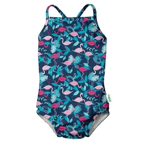 iPlay Classic Swimsuit with Built-In Swim Diaper (Navy Flamingo)