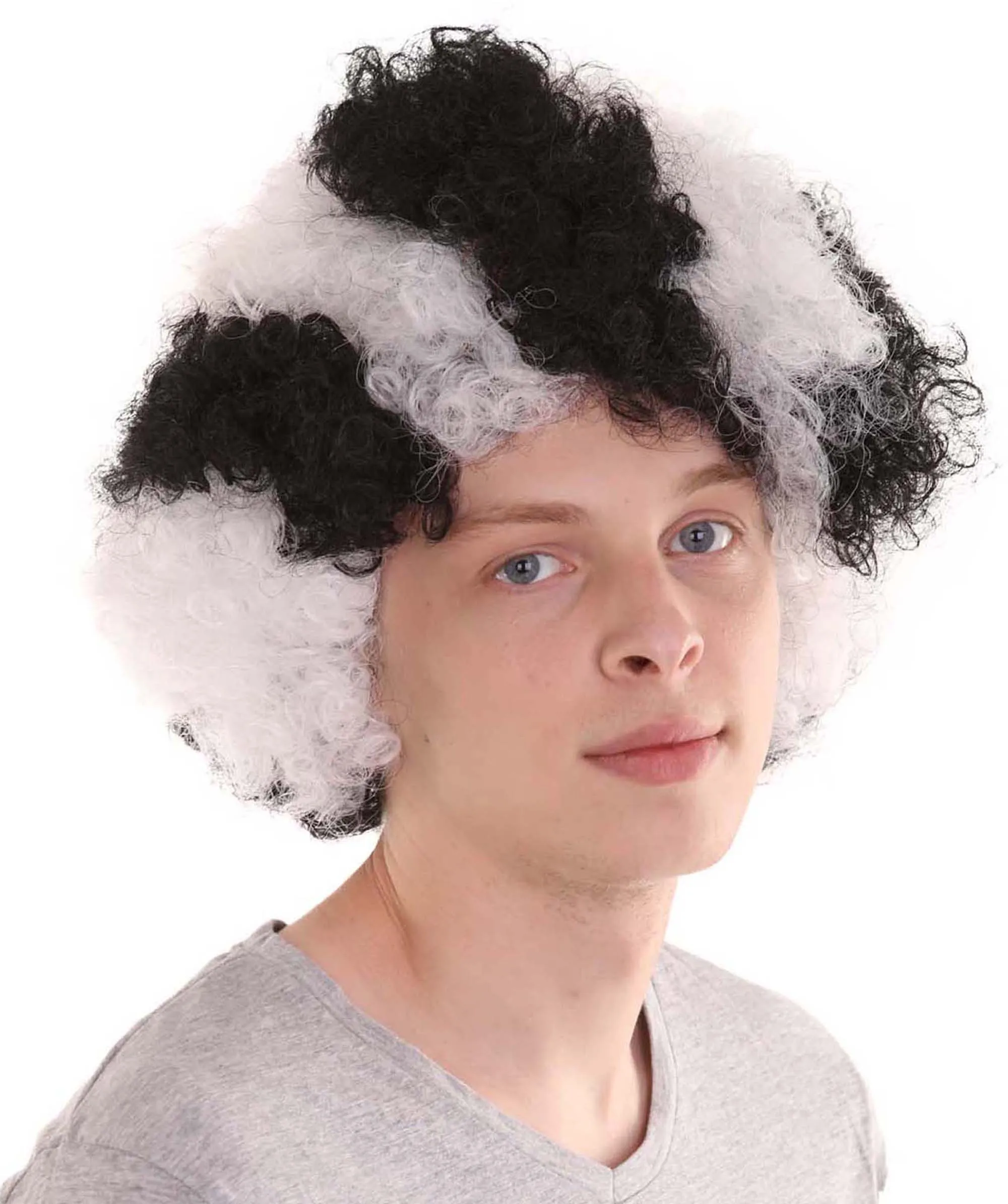 Italian Football Club Afro Wig | Black & White Sports Wig