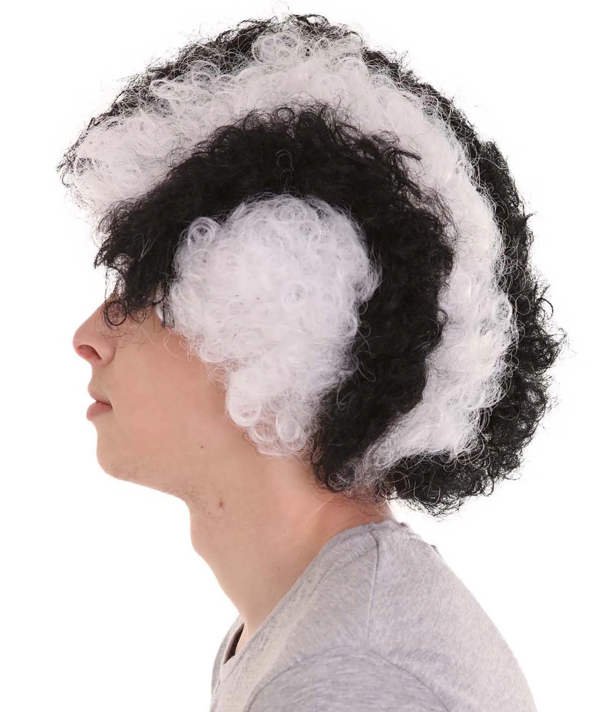 Italian Football Club Afro Wig | Black & White Sports Wig