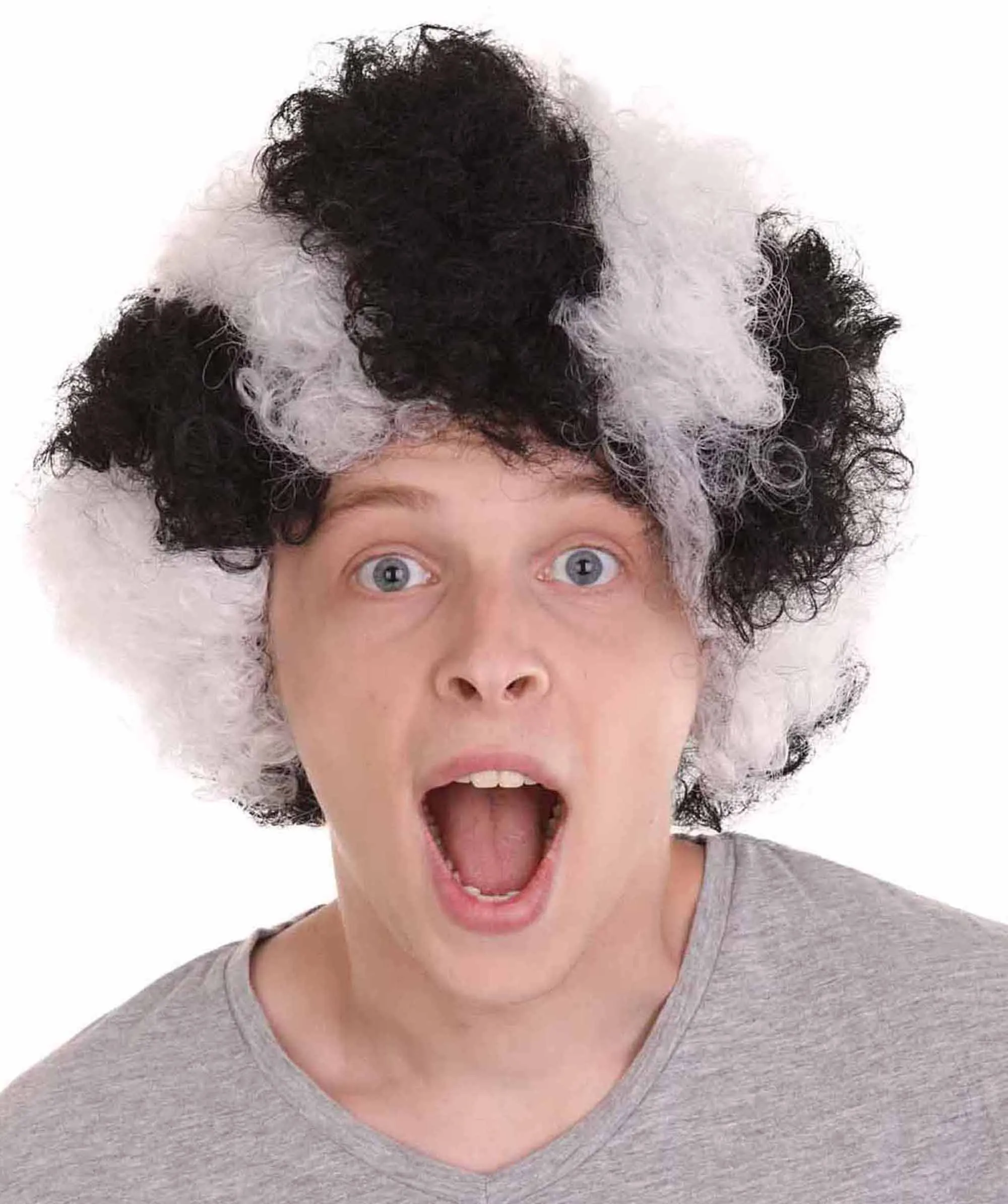 Italian Football Club Afro Wig | Black & White Sports Wig