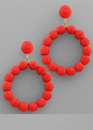 Kamila Bead Ball Earring-Red