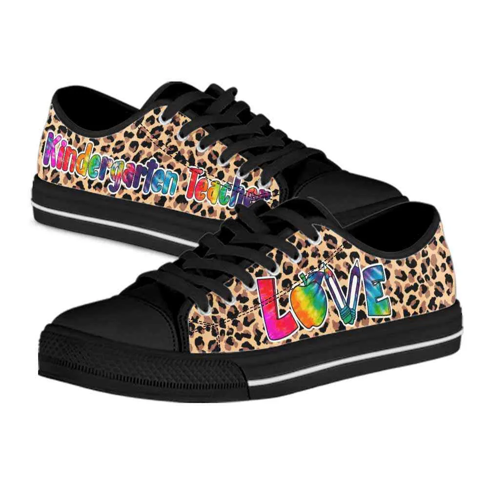 Kindergarten Teacher Leopard Love Low Top Shoes, Teacher Shoes, Low Top Sneakers