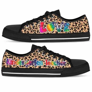 Kindergarten Teacher Leopard Love Low Top Shoes, Teacher Shoes, Low Top Sneakers