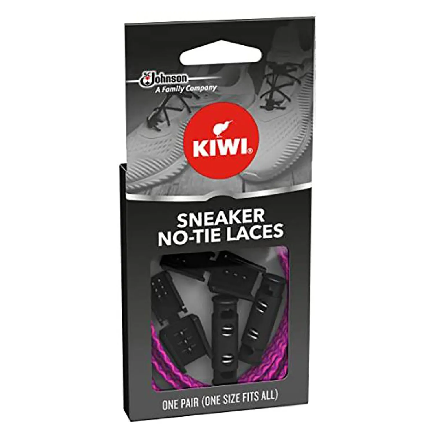 Kiwi Sneaker No-Tie Shoe Laces, Purple-Pink, One Pair, One Size Fits All